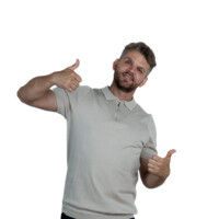 Studio shot of businessman with side glance. Business portrait of man looking away – studio white background