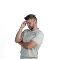 Strong and focused expression in studio portrait. Studio portrait of man with serious face – business professional