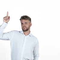 Relaxed studio portrait for lifestyle and branding Casual business portrait of man – white background studio photo